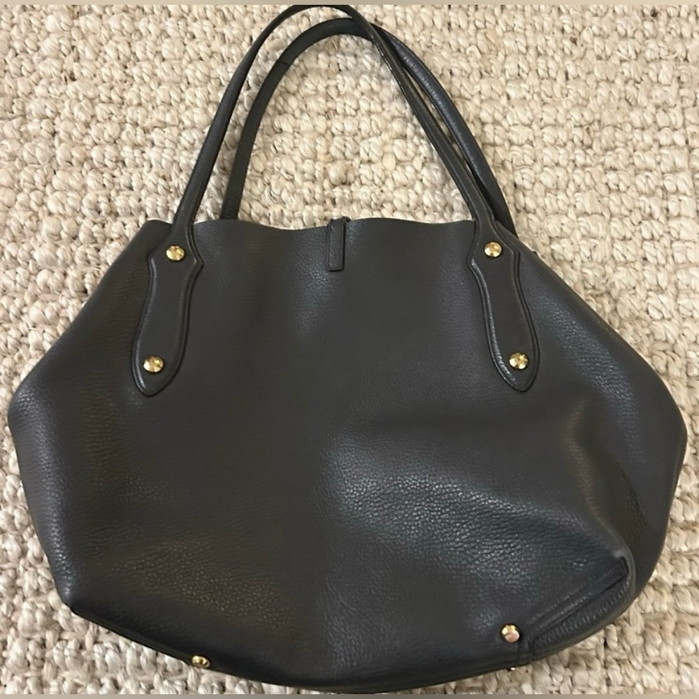 Annabel Ingall Gray Leather Tote Bag structured Shoulder Bag - Picture 11 of 11